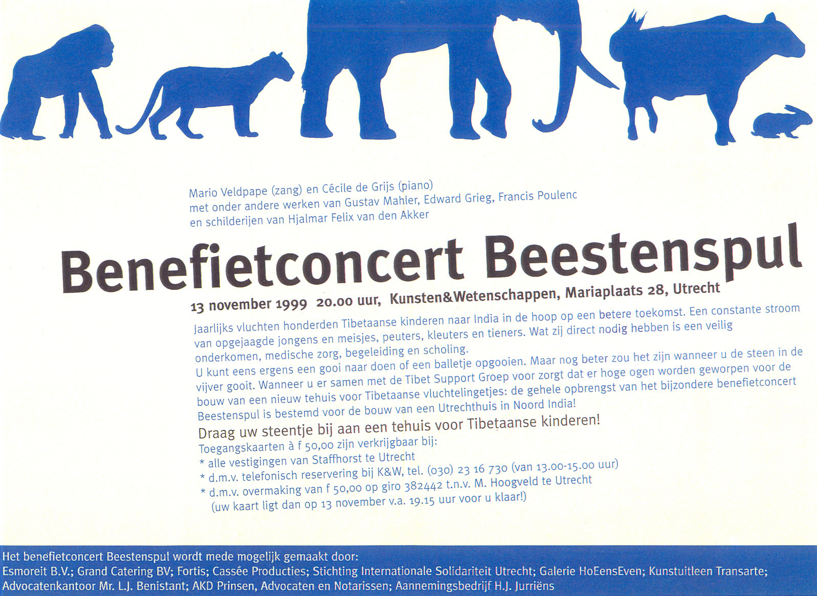 affiche Beestenspul, gebouw van Kunst & Wetenschap Utrecht, 1999