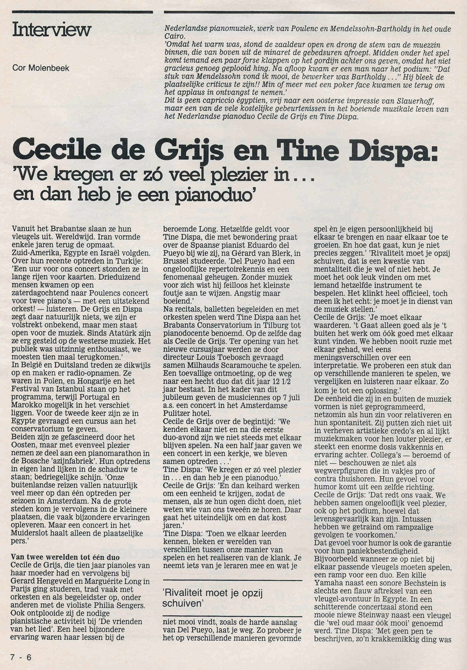 interview in tijdschrift Luister, juli 1984